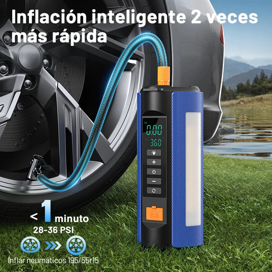 Arrancador de Bateria Portátil 2000A 12V com Compressor de Ar 150 PSI