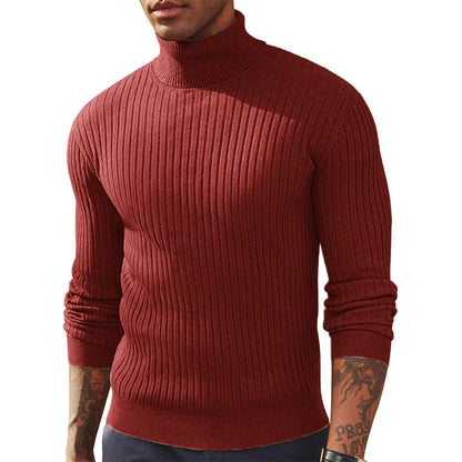 Camisola Masculina de Gola Alta em Malha — Outono e Inverno