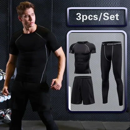 Conjunto Masculino de Compressão — Treino, Corrida e Fitness