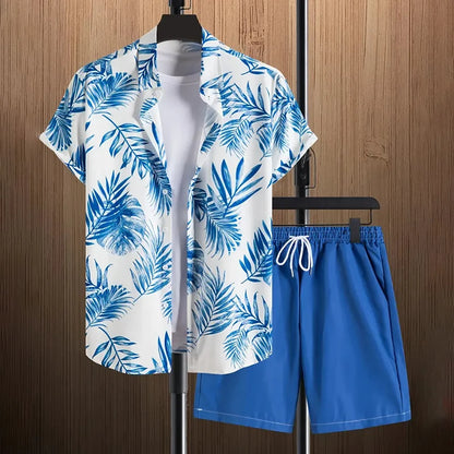 Conjunto Masculino de Verão com Estampa de Folhas