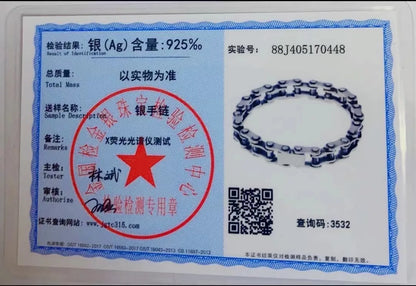 Pulseira de prata corrente de bicicleta