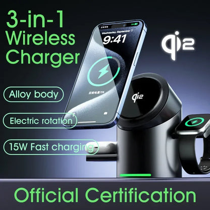 Carregador magnetico Qi2 3 em 1