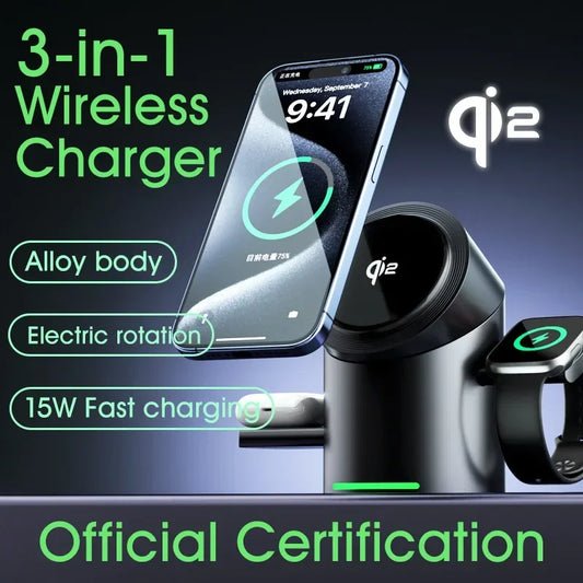 Carregador magnetico Qi2 3 em 1