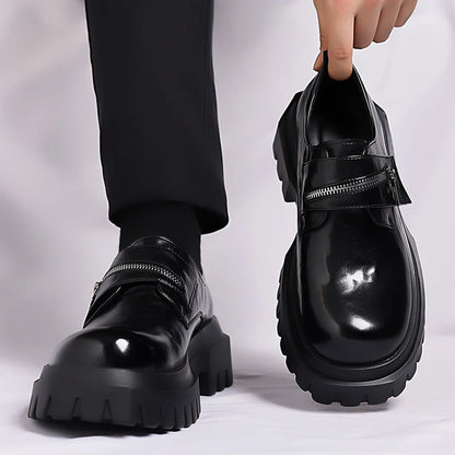 Sapatos de couro de sola grosso estilo britânico