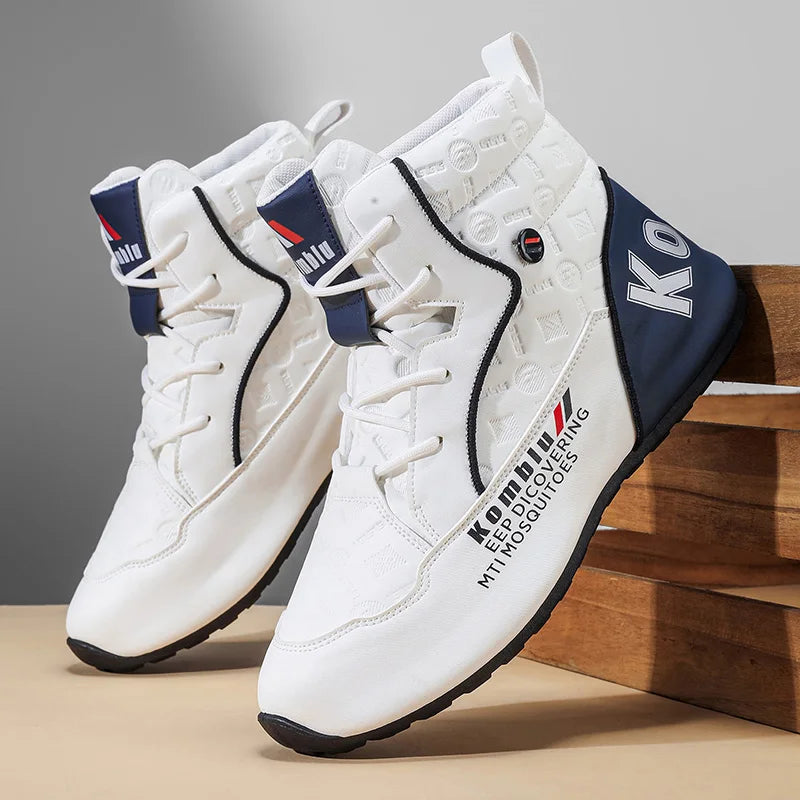 Ténis Masculinos Casuais de Cano Alto com Design em Relevo