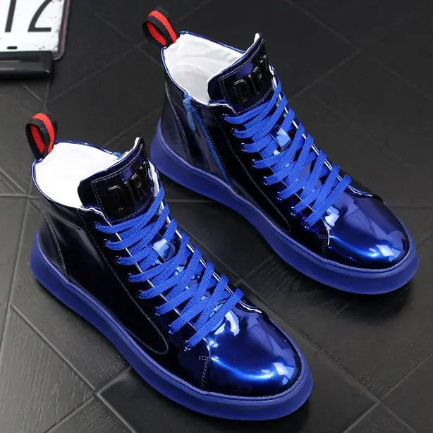 Botas Masculinas Y3KAIWA em Couro, Cano Alto, Plataforma e Estilo Casual