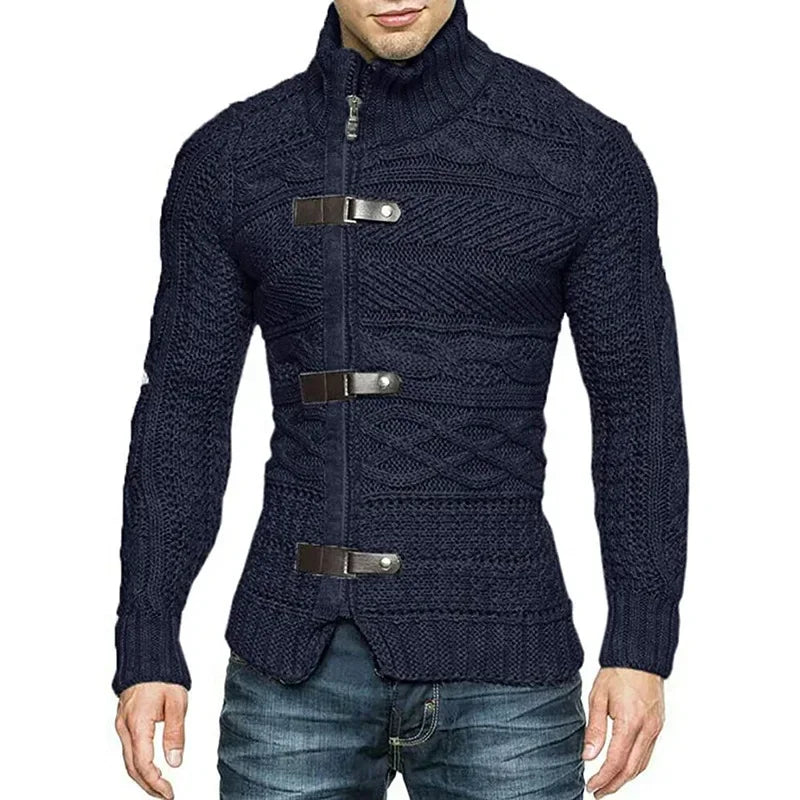 Suéteres masculinos de gola alta para outono/inverno