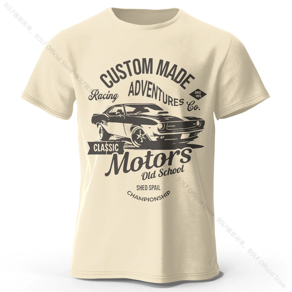 T-shirts com estampa de motor, 100% algodão