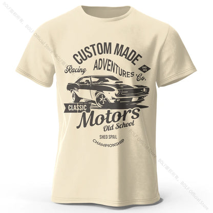 T-shirts com estampa de motor, 100% algodão