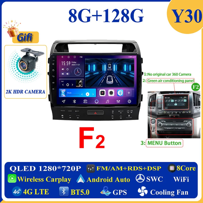 Central Multimídia Android 16 para Toyota Land Cruiser 11 200 2007-2015