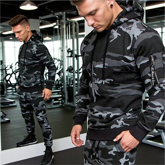 Conjunto esportivo militar tático com capuz