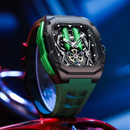 Relógio de quartzo com design de superfície do motor