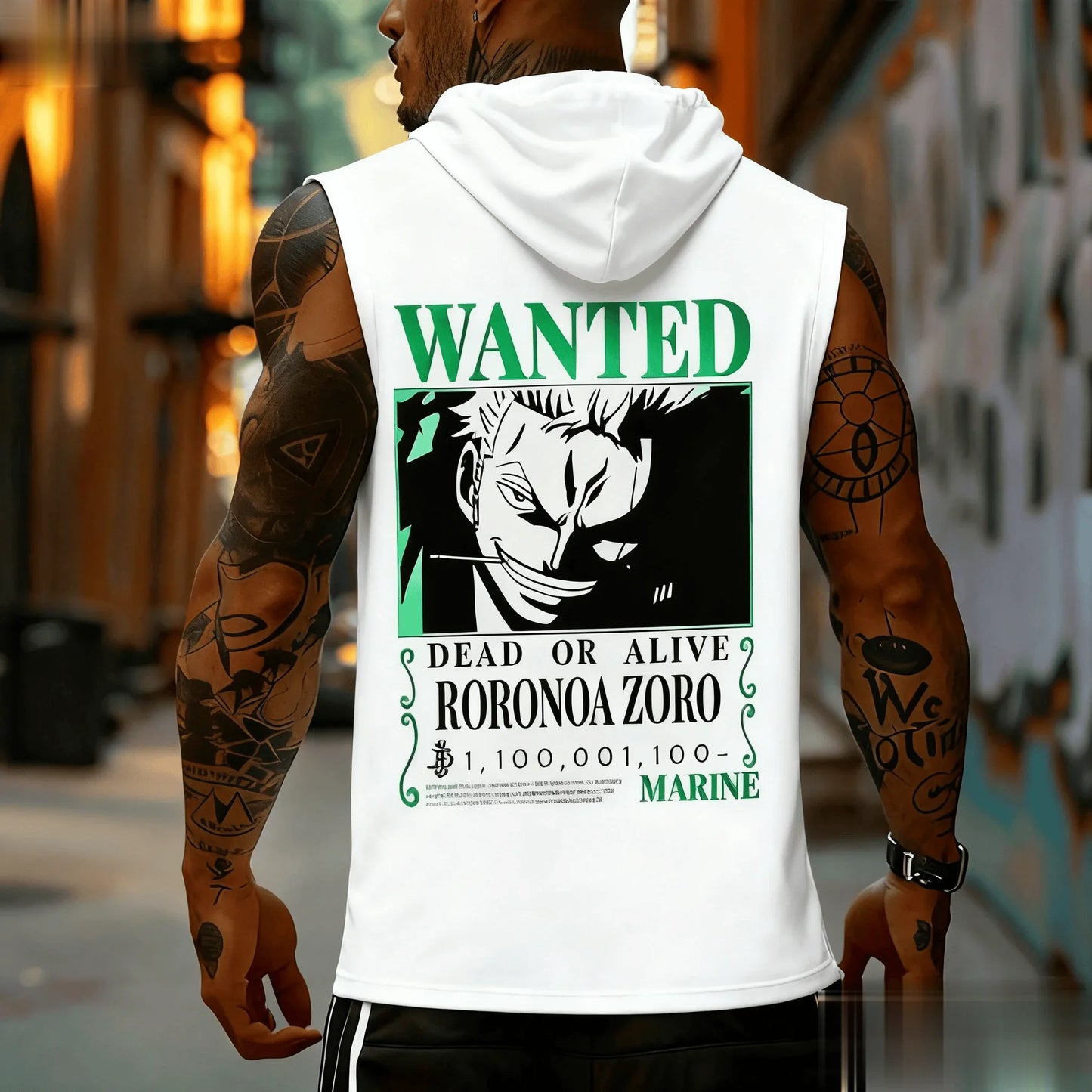 T-shirt regata masculina sem mangas com capuz