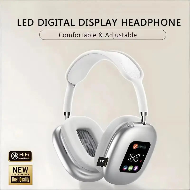 Fones de ouvido Bluetooth sem fio com tela digital RGB