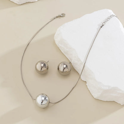 Conjunto de Colar e Brincos com Pingente de Bola