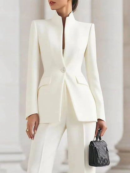 Conjunto Feminino Elegante de Blazer e Calças — Slim Fit para Trabalho