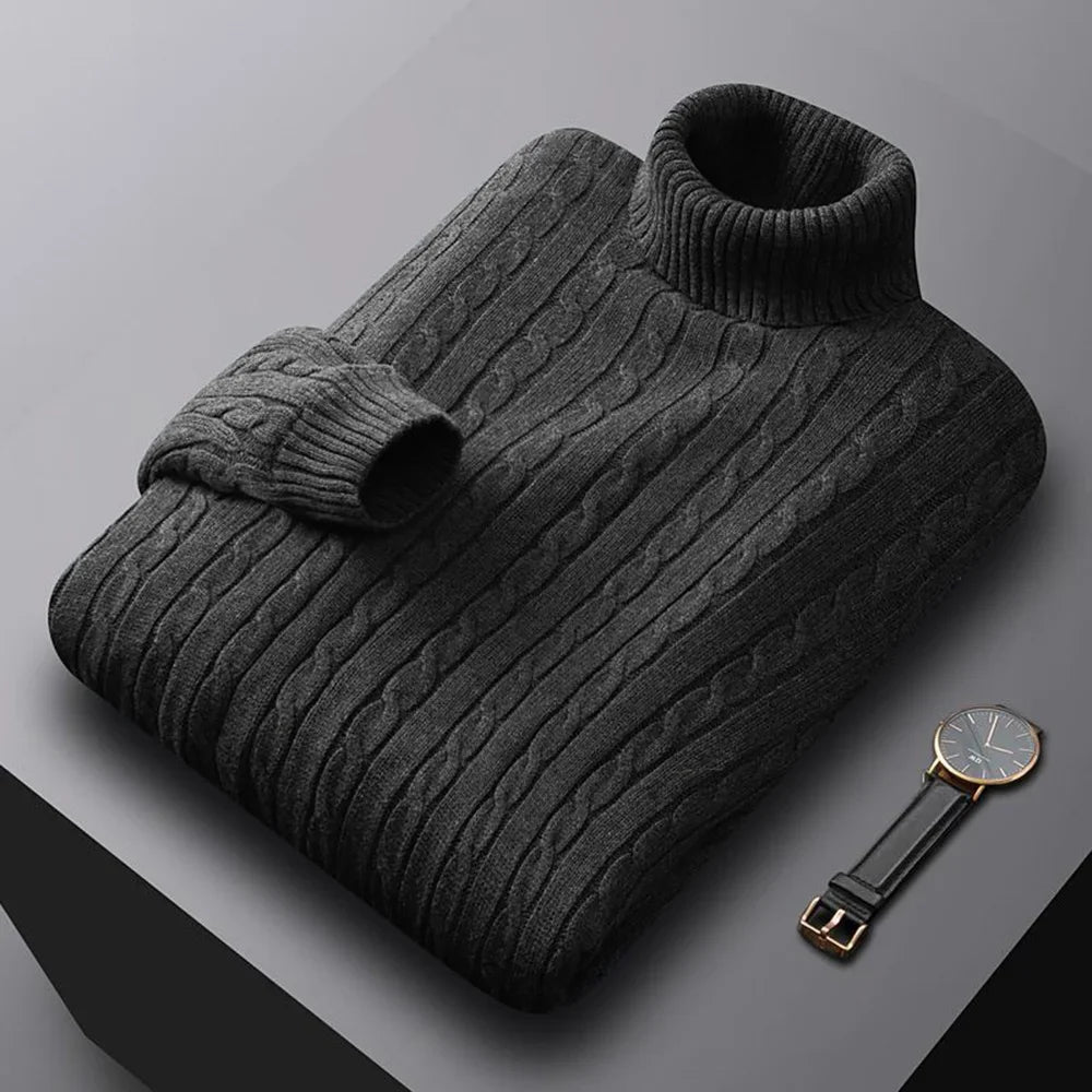 Suéter Masculino de Gola Alta em Malha – Casual e Quente