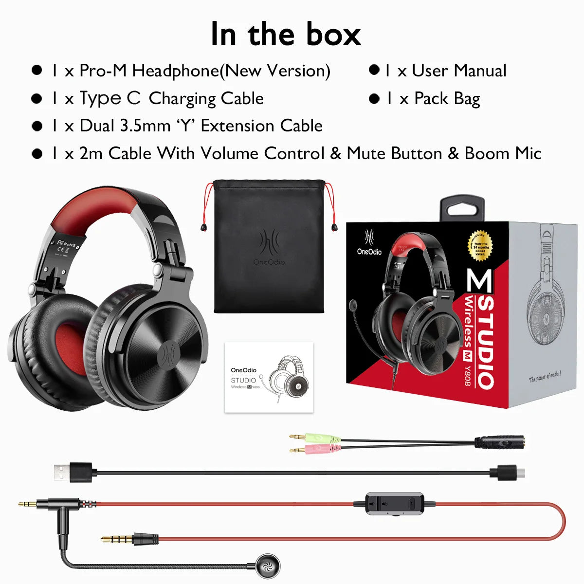 Auscultadores OneOdio 110H Bluetooth 5.2