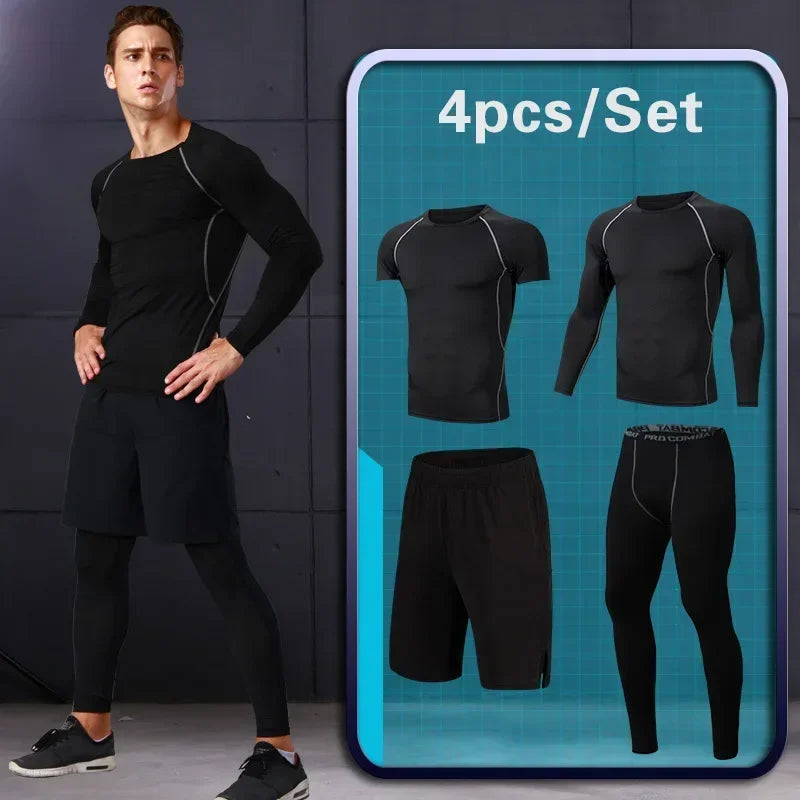 Conjunto Masculino de Compressão — Treino, Corrida e Fitness