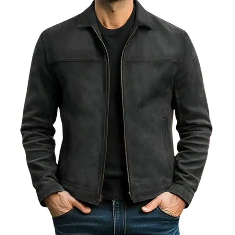 Jaqueta masculina de couro sintético para primavera e outono