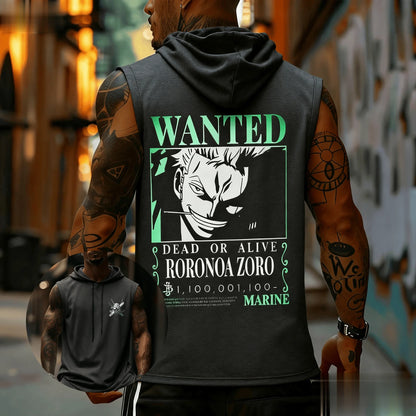 T-shirt regata masculina sem mangas com capuz