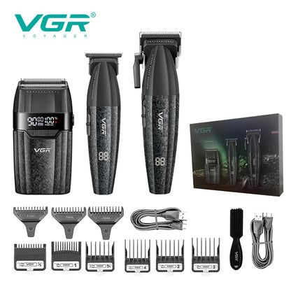 Máquina VGR V-640 S3 3 em 1 para Cabelo, Barba e Acabamento — 9000 RPM