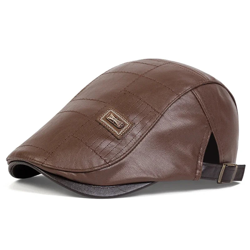 Boné Masculino Retrô JAMONT em Couro PU – Estilo Newsboy