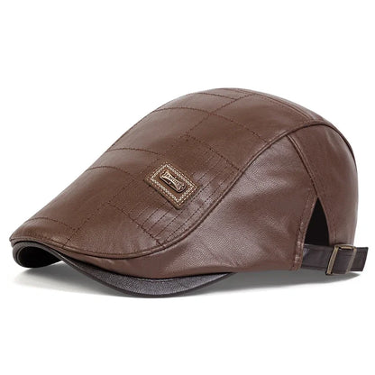 Boné Masculino Retrô JAMONT em Couro PU – Estilo Newsboy
