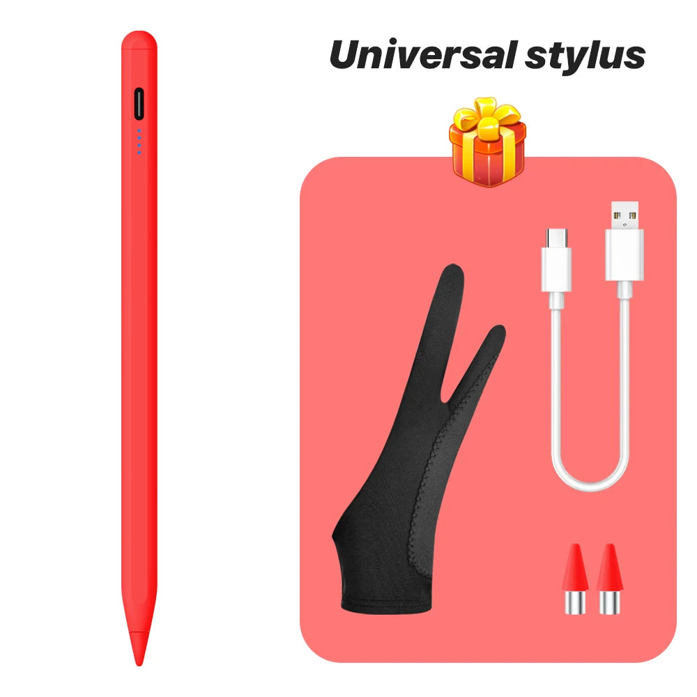 Caneta Stylus Magnética Universal QUKAM — 4 LEDs, USB-C, Sem Bluetooth e 2 Pontas