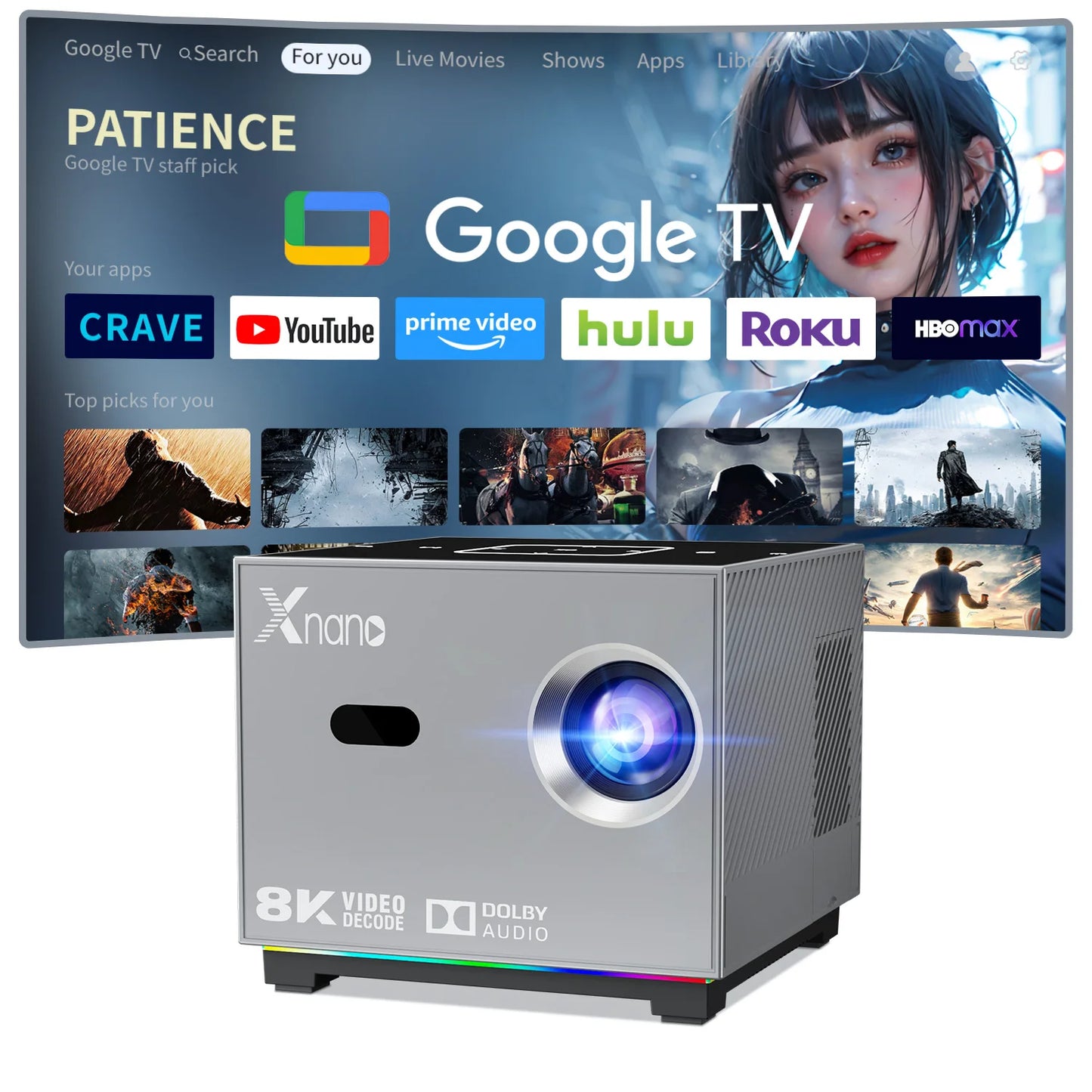 Projector portátil Xnano 8K X3 com Android