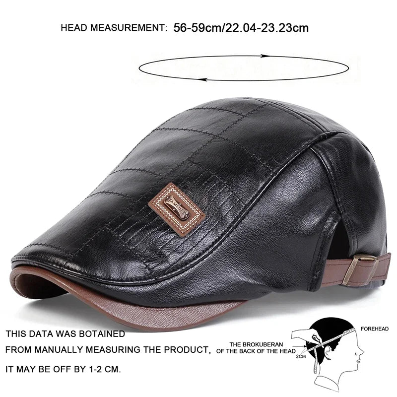 Boné Masculino Retrô JAMONT em Couro PU – Estilo Newsboy