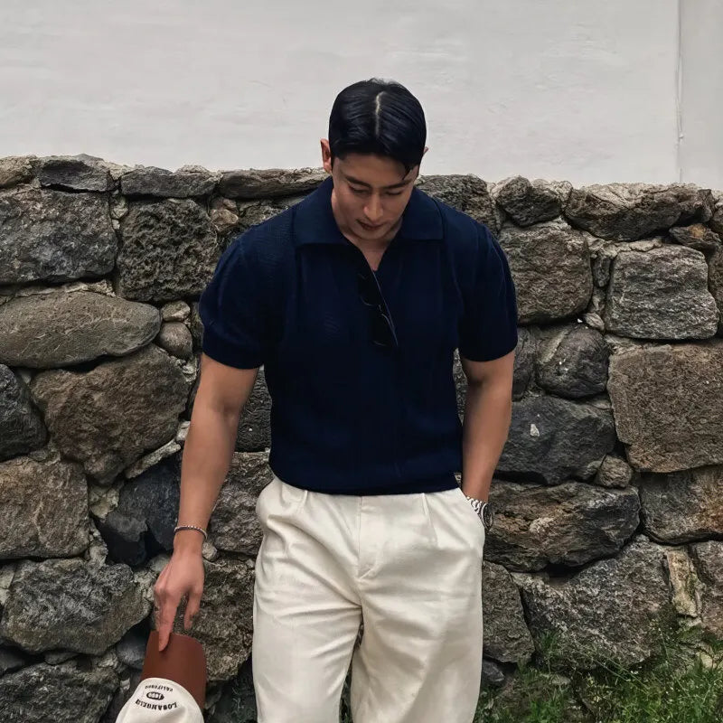 Camisa Polo Masculina em Tricô Respirável – Estilo Casual