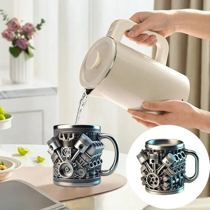 Caneca de aço inoxidável com motores V8
