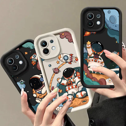 Capa de Silicone Fofa de Astronauta para Xiaomi, POCO e Redmi – Proteção e Estilo