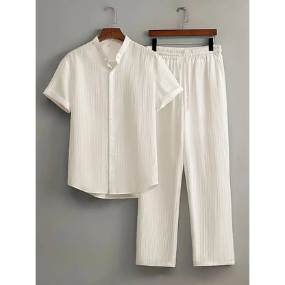 Conjunto Masculino de Verão em Duas Peças — Camisa de Manga Curta e Calças