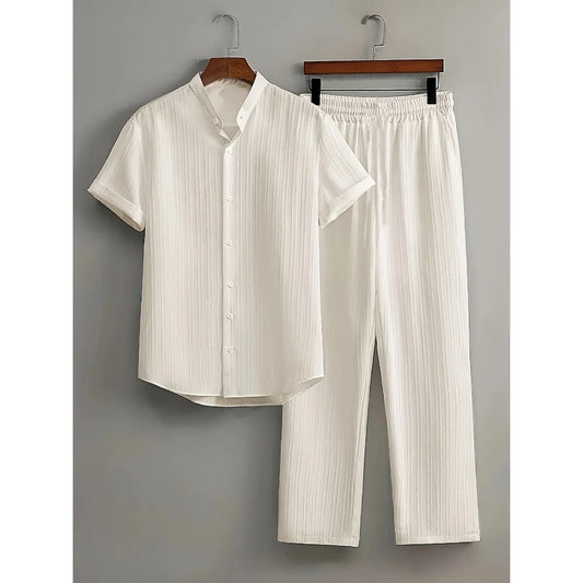 Conjunto Masculino de Verão em Duas Peças — Camisa de Manga Curta e Calças