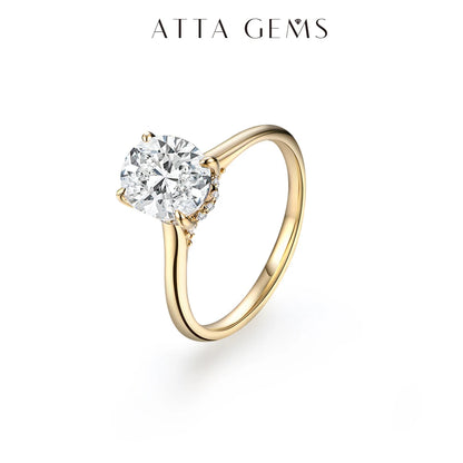 Anel de Moissanite Oval 2 ct D VVS1 em Prata 925