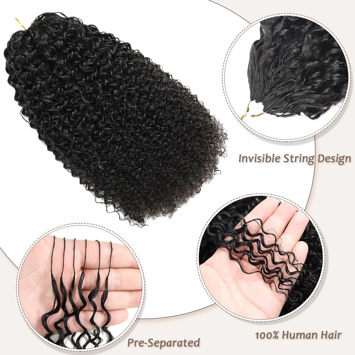 Extensões Afro Kinky Cacheadas para Crochê