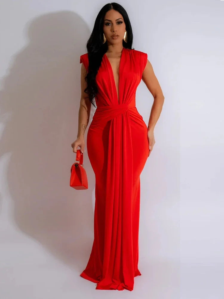 Vestidos longos decote em V profundo