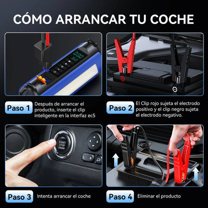 Arrancador de Bateria Portátil 2000A 12V com Compressor de Ar 150 PSI