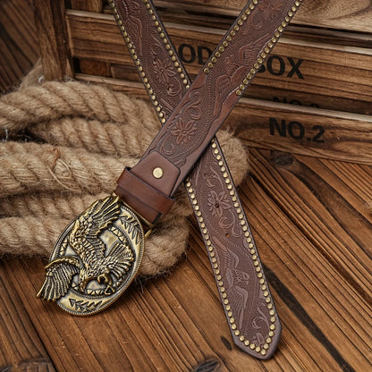 Cinto Unissex Western Vintage em Couro PU com Fivela