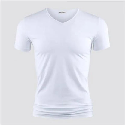 T-shirts cor pura gola V e O