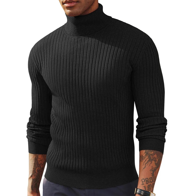 Camisola Masculina de Gola Alta em Malha — Outono e Inverno