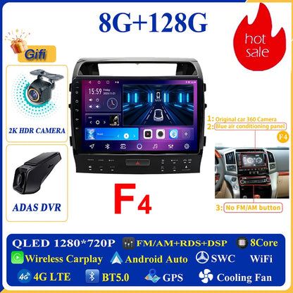 Central Multimídia Android 16 para Toyota Land Cruiser 11 200 2007-2015