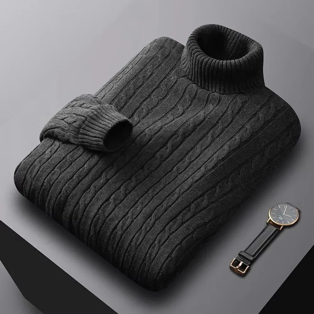 Suéter Masculino de Gola Alta em Malha – Casual e Quente