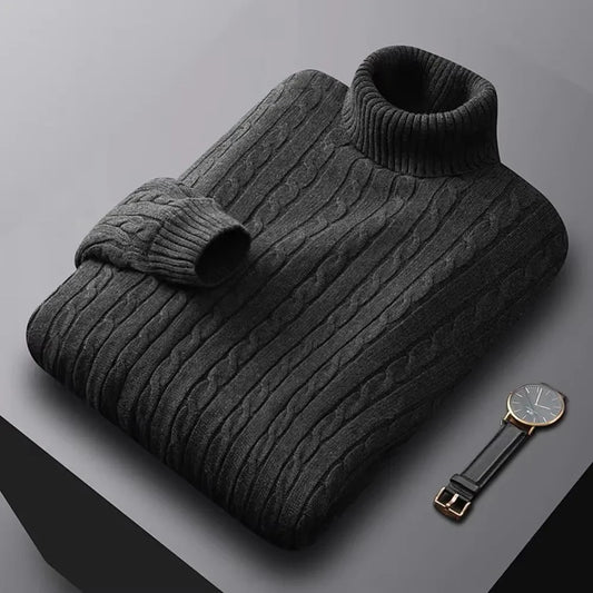 Suéter Masculino de Gola Alta em Malha – Casual e Quente