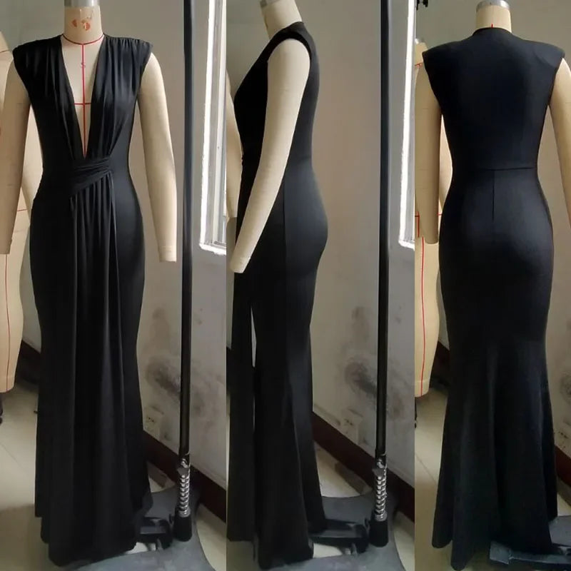 Vestidos longos decote em V profundo
