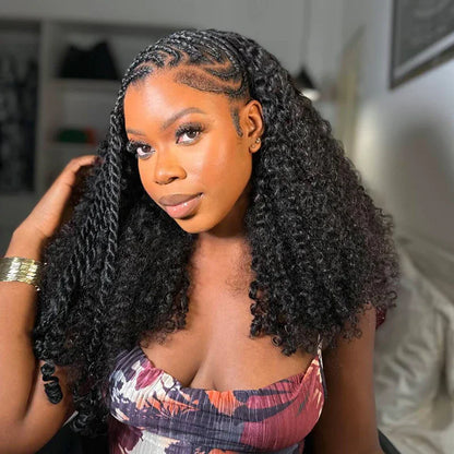 Peruca sem costura afro kinky encaracolado