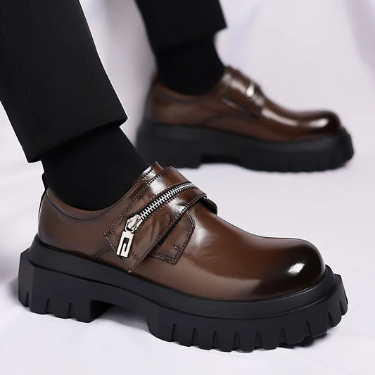 Sapatos de couro de sola grosso estilo britânico