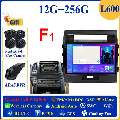 Central Multimídia Android 16 para Toyota Land Cruiser 11 200 2007-2015